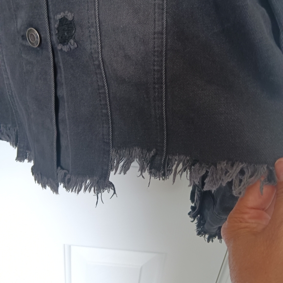 CLEARANCE SALE!! Love Tree Black Distressed Denim Jacket - Picture 4 of 15